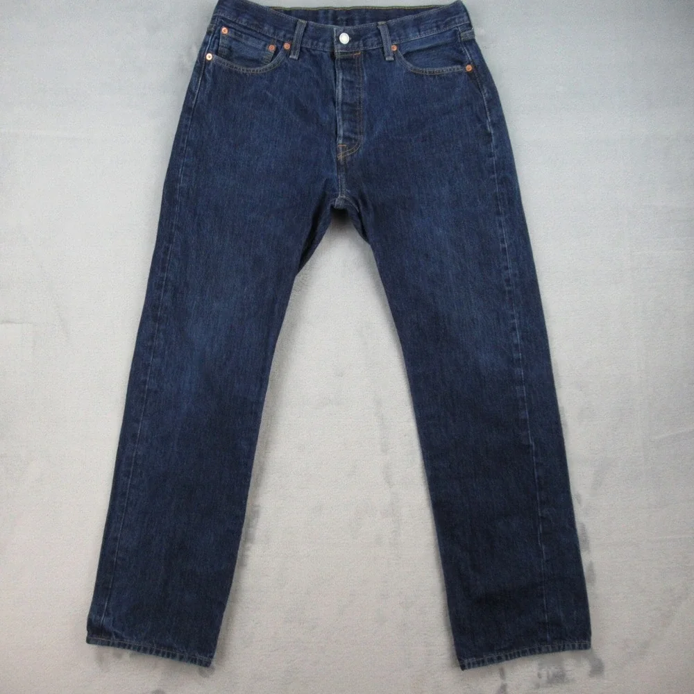 Levis 501 Original Fit Jeans Mens 34x32 Dark Wash Blue Denim 00501-0115